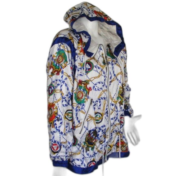 Lavon Track Jacket, M, Vintage, Nautical, Hooded, Pockets, Blue/White - Picture 3 of 15